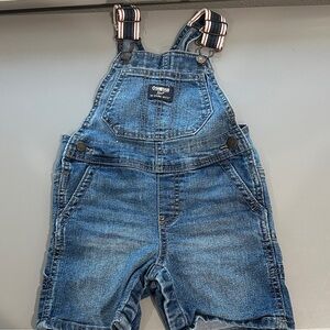 OshKosh B'gosh Striped-strap Denim Short Overalls - Blue